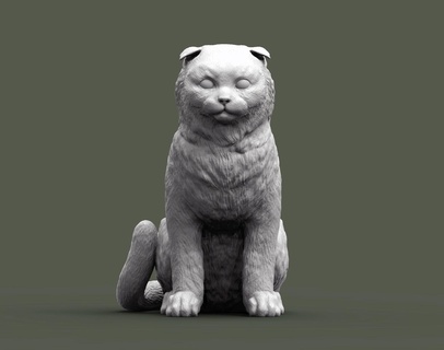 escocés doblez gato 3d impresión modelo animal mamífero mascota gatito naturaleza acostado escultura presente esculpir esculturas podar orejas 3d print model - Mito3D