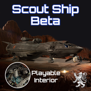 scout ship beta starship space scifi sci-fi traveller future terrain miniatures openlock wars tabletop science fiction trek fdm 28mm 3d print model - Mito3D