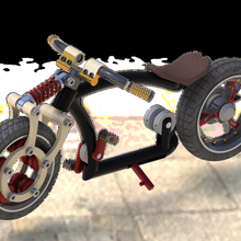 scrambler bike 1 10 rubber band bicycle mobile puzzles detachable motorbike steampunk neon ride perseverance lowrider custom wheels pedal treadle toy art toys functional mechanics assembly 3d print model - Mito3D