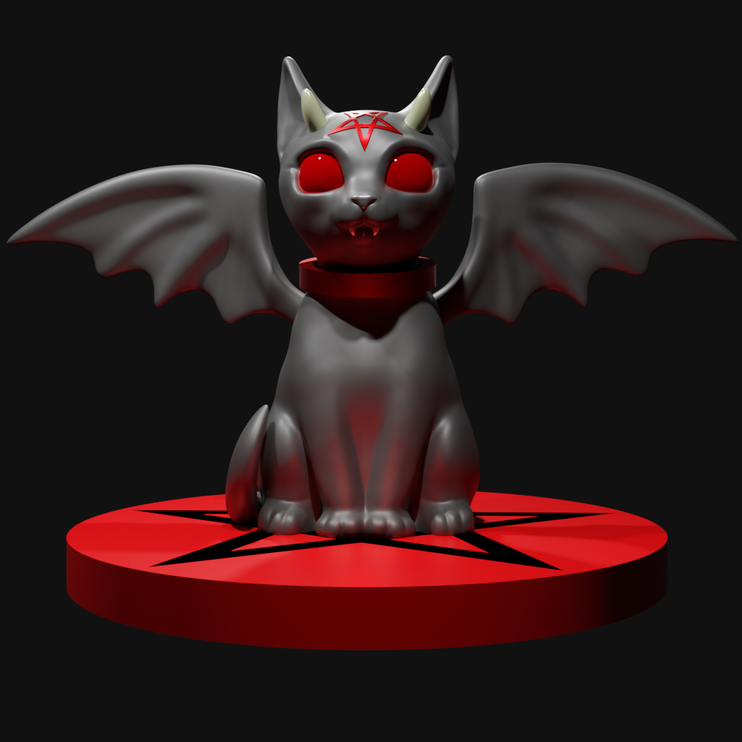 kaşımak kötü kedi Lucifer iblis şeytani gotik karanlık fantezi 3D print model - Mito3D