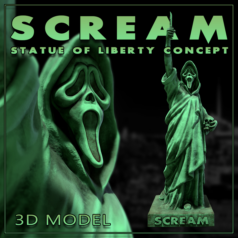 scream - statue liberty concept 2 3 4 5 6 stab knife ghostface 3D print model - Mito3D