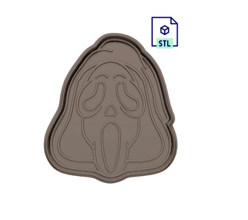 scream mask cookie cutter stamp set 2 piece file horror 3d print model - Mito3D