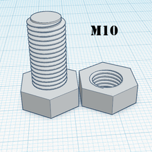 screw nut m10 iso outil utilitaire vis écrou boulon 3d print model - Mito3D