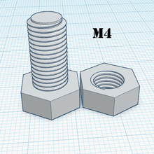 screw-nut m4 iso tool utility screw nut bolt 3d print model - Mito3D