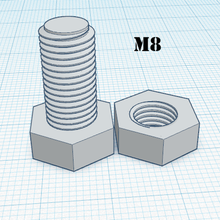 screw nut m8 iso araç Yarar vidalamak fındık cıvata 3d print model - Mito3D