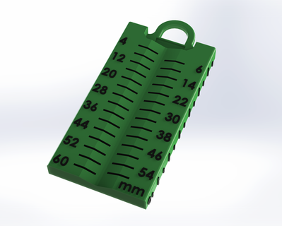 parafuso medição métrica 60mm medição ferramenta métrica 60mm parafuso parafuso 3d print model - Mito3D