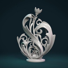 scrollen Pflanze Skulptur Schriftrollen Design Blätter Laub Flora aufwendig abstrakt Busch Dekoration Natur 3d print model - Mito3D