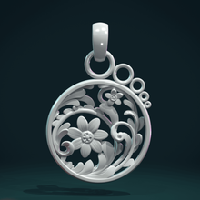 scrollwork pendant jewelry embroidery flower art fine curls decoration leaves design 3d print model - Mito3D