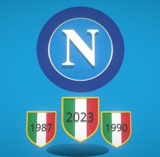 escudo campeonato distintivo Nápoles calcio scudetto2023 scudetto1990 scudetto1987 3d print model - Mito3D