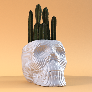 scull flor Panela vaso casa plantador plantar decoração moderno apoia jangadas 3d print model - Mito3D