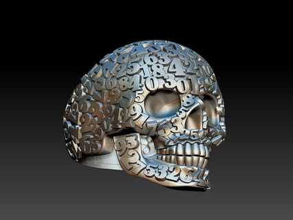 scull ring jewelery gold silver jewelry skull number numbers man skeleton head human teeth art 3d model male death ornament 3d print model - Mito3D