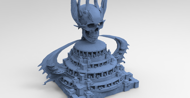 scull wizard skeleton tower dome egypt gateway ancient temple god egyptian pyramid archaeology mummy sphinx sculpture statue monument ironwork architectural pharoah halloween kitbash undead zombie 3d print model - Mito3D
