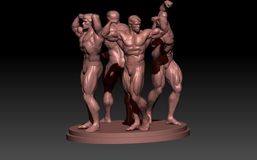 sculpture arnold 4 poses Art shwarzenegger bodybuilding mr olympia 3d print model - Mito3D