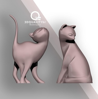 sculpture chat gato chats décora animal escultura 3d print model - Mito3D
