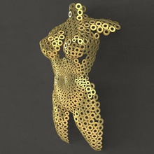 sculpture female architecture bust statuette body decor interior art woman 3d modern wire golden silver 3d print model - Mito3D