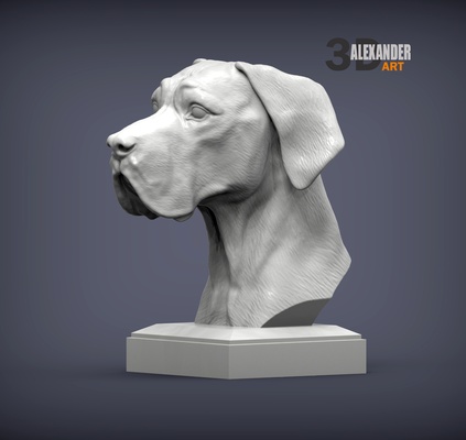 sculpture german dog bust 3d printing art nature mammal animal pet souvenir print model sculpt sculptures statue printable art great dane 3d print model - Mito3D