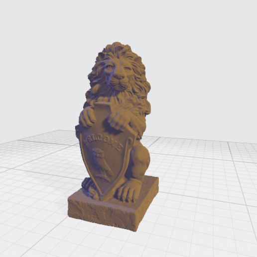 scultura leone scudo modello 3d art animale 3D print model - Mito3D