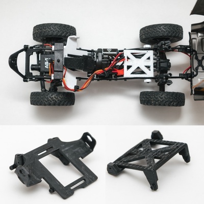 scx24 battery & esc relocation improved weight distribution scx 24 mount rc jeep axial hobby rock crawler rubicon deadbolt 3d print model - Mito3D