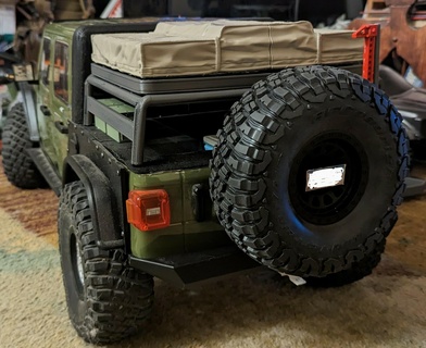 scx6 spare tire license plate mount Game axial tamiya rc scale traxxas 3d print model - Mito3D