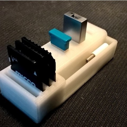 sd-kart usb flash sürücü tutucu gadget masaüstü sd kart 3D print model - Mito3D