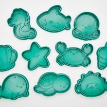 sea animal stamp cookie cutter crab fugu fish octopus seahrose shark shells shell starfish turtle whale 3d print model - Mito3D