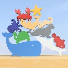 mar animales apilado juguete juego cnc Arte escultura regalo niño animal estrella caballo cangrejo apilar colores pez figura figurilla conjunto tiburón ballena 3d print model - Mito3D