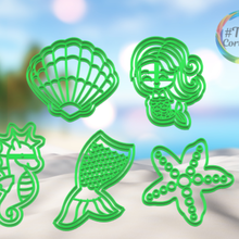 sea bed pack 1 cookie cutter home bakery decoration stamp hand made marker star hippocampus cutting horse cake oyster mermaid deep bottom 3d print model - Mito3D