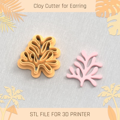 sea coral summer clay cutter tools earring turtle beach shell 3d print model - Mito3D
