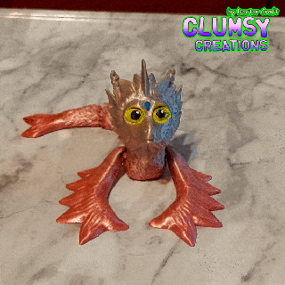 sea dragon clumsy creation flexible flexi place print poseable linkage links link articulated toy cute 3d print model - Mito3D