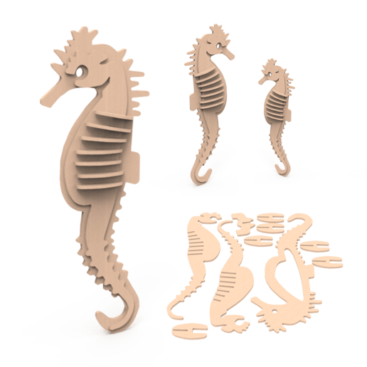 sea horse game simple quick seahorse keyrings keyring keychains kyechain kit animal 3D print model - Mito3D