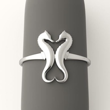 deniz at yüzük takı Aşk kalp sevgili gün çift altın gümüş sterlin beyaz rodyum tasarım moda hediye yazdırılabilir şık 3d print model - Mito3D