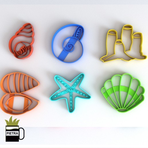 Meer Wirbellosen fondant cookie-cutter-Modell 3d-drucken home Stern Schwamm Muschel clam Wasser land Schnecke Ersteller scharf cookies Porzellan Kunsthandwerk Säugetiere Tiere gorilla Kaninchen tragen Waschbär Eule lion elk 3D print model - Mito3D