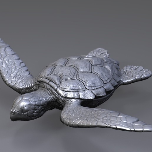 sea turtle Kunst Schildkröte seaturtle Tier Meer 3dprint Kreatur der Miniatur Abbildung kit statue 3D print model - Mito3D