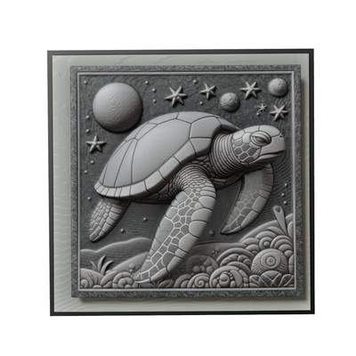 deniz kaplumbağa hayvan rahatlama sanat hayvanlar yeggi mito3d büst google kolye madalyon animal relief wall art duvar 3d print model - Mito3D