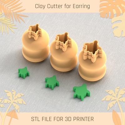sea turtle summer mini clay cutter tools earring 3d print model - Mito3D
