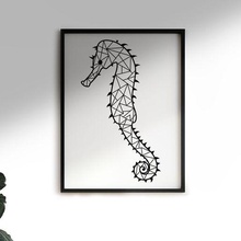caballo mar geométrico animal pared Arte decoración ornamento 3d print model - Mito3D
