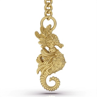 seahorse key holder seahorsekey sea silver gold jewelry printable 3d model trend fashion design zbrush tiger 3d print model - Mito3D
