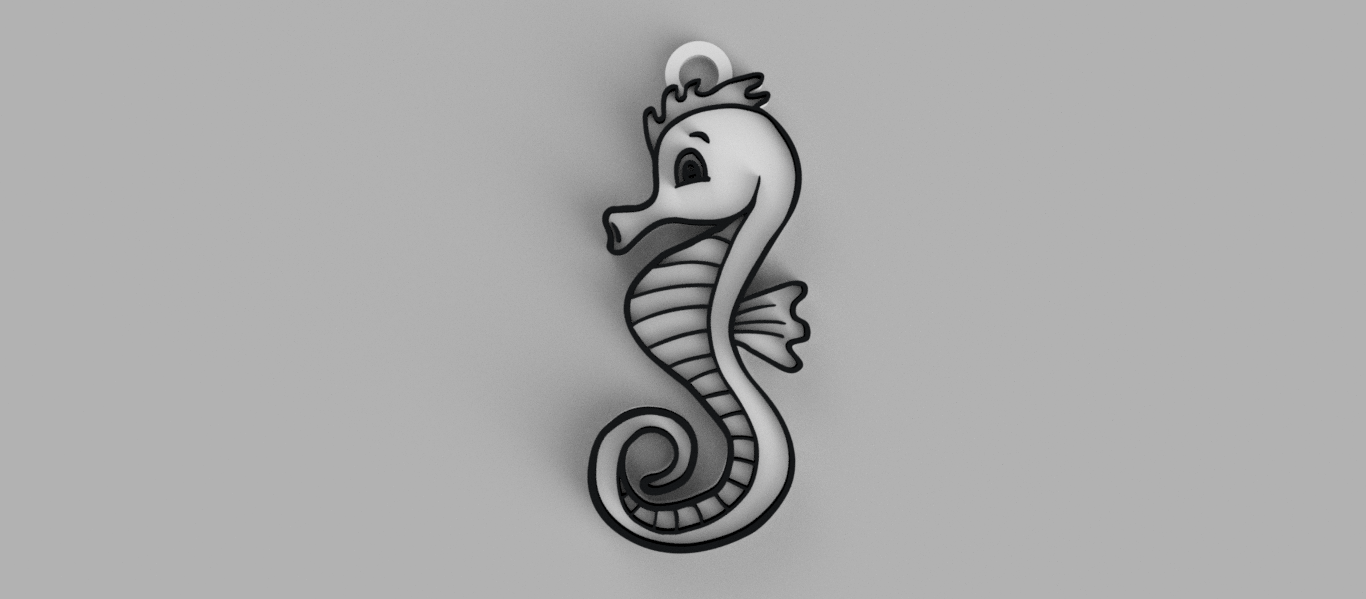 seahorse keychain - pendant earring 3D print model - Mito3D