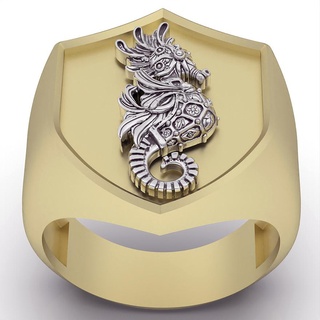 seahorse ring silver gold jewelry printable 3d model trend fashion design zbrush tiger 3d print model - Mito3D