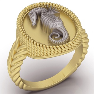 seahorse ring silver gold jewelry printable 3d model trend fashion design zbrush tiger 3d print model - Mito3D
