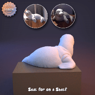 seal shelf see sculpture windowsill statue animal cute ledge edge decoration toy 3d print model - Mito3D