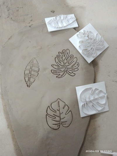 seals plants briefmarken keramik plätzchen pflanzen lehm mostera blatt kunst werkzeug blumen 3d print model - Mito3D