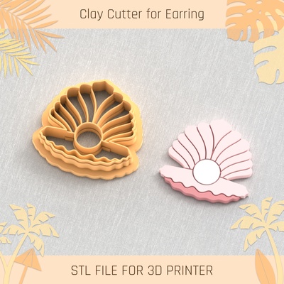 seashell pearl summer clay cutter tools earring turtle beach shell 3d print model - Mito3D