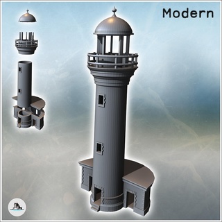 seaside lighthouse semicircular annex building arrow roof 12 - modern ww2 ww1 world war diaroma wargaming rpg mini hobby Game architecture tabletop miniatures scenery wargame game terrain accessories normandy west two contempory flames yankee walking crisis bolt 3d print model - Mito3D