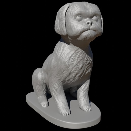 seated shih tzu art animal pet dog 3D print model - Mito3D