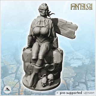 seated undead woman cape boots 19 - medieval fantasy magic feudal old archaic saga 28mm 15mm chaos darkness demon scenery figure statue miniatures resin character rpg terrain diaroma mini middle age dark fantastic war traditionnal empire village 3d print model - Mito3D