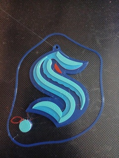 Seattle kraken porte clés bijoux hockey LNH équipe logo clé bague 3d print model - Mito3D