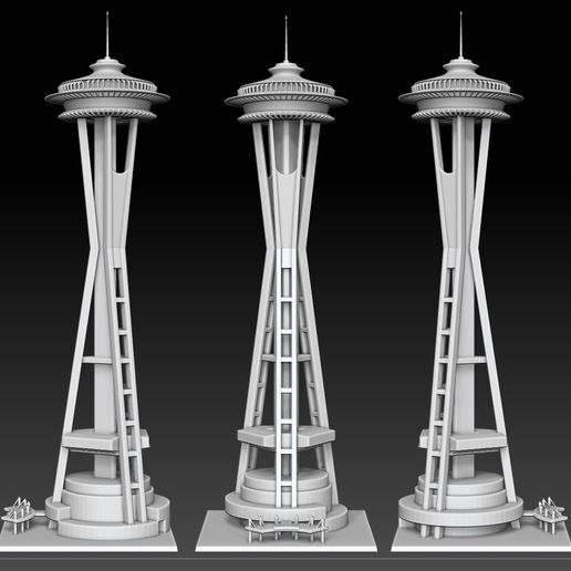 seattle space needle display model architecture tower building 3D print model - Mito3D