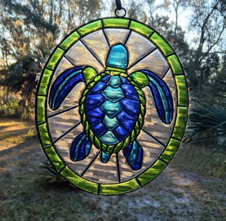 seaturtle sun catcher sea turtle art stained glass 3d print model - Mito3D