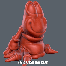 sebastian crab easy print support 3d print model - Mito3D